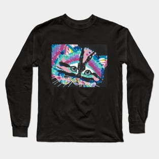 Cute colorful abstract kitten cat painting Long Sleeve T-Shirt